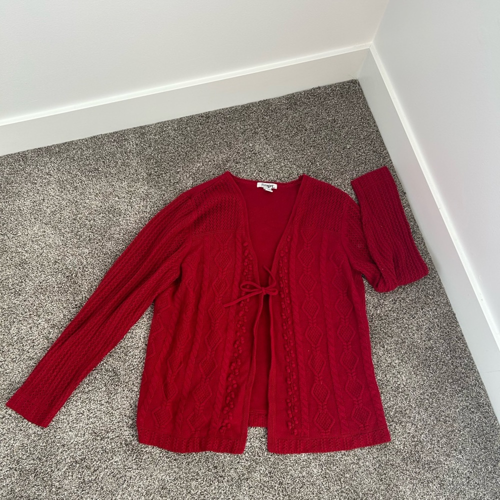 Red cardigan